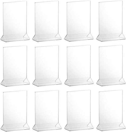 4” x 6” Acrylic Menu Sign Photo Table Holders Clear- Upright Table Desk Displays Double Sided Table Menu Stands Picture Frames for Wedding Table Numbers Restaurant Signs