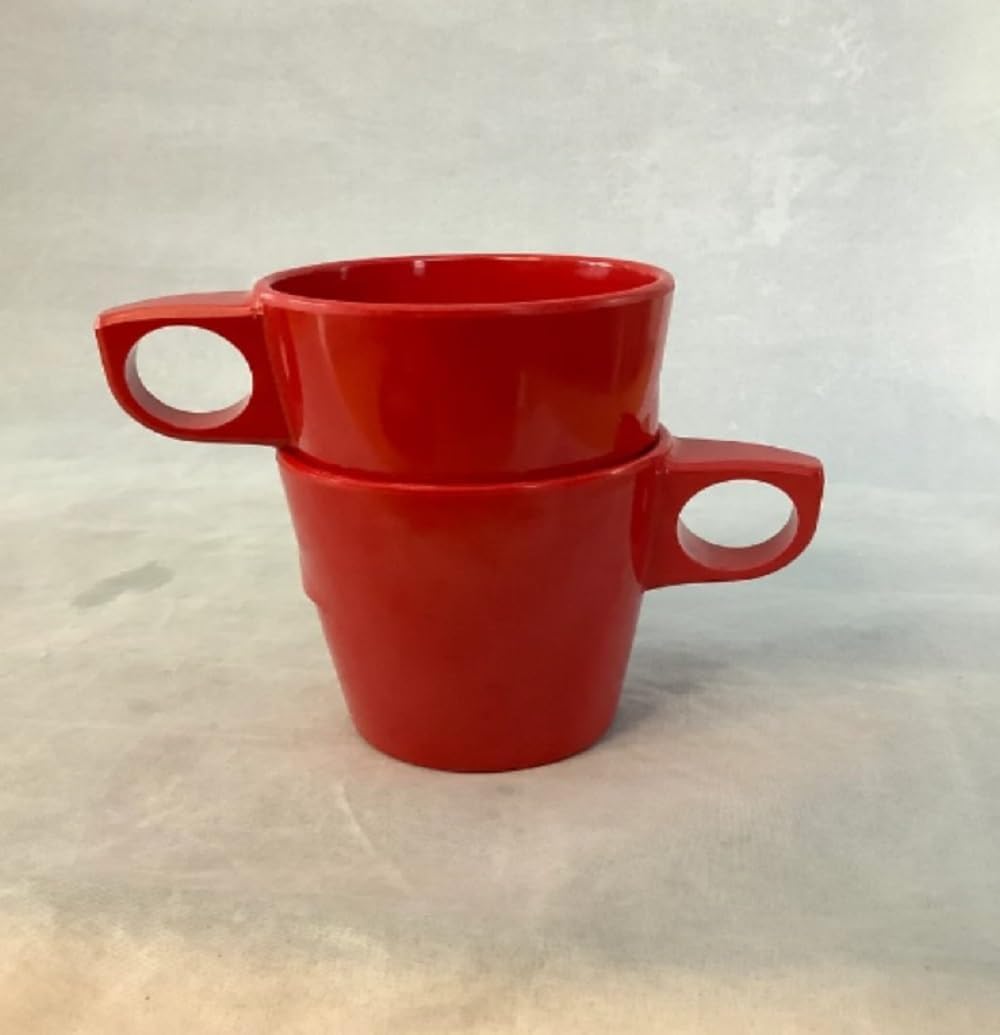 7 oz Stacking Cup Melamine Set of 12- Dishwasher Safe Break-Resistant Coffee Cup Set Reusable Plastic Cup for Latte Cappuccino Cocoa Hot Tea Mocha Home Cafe Restaurants