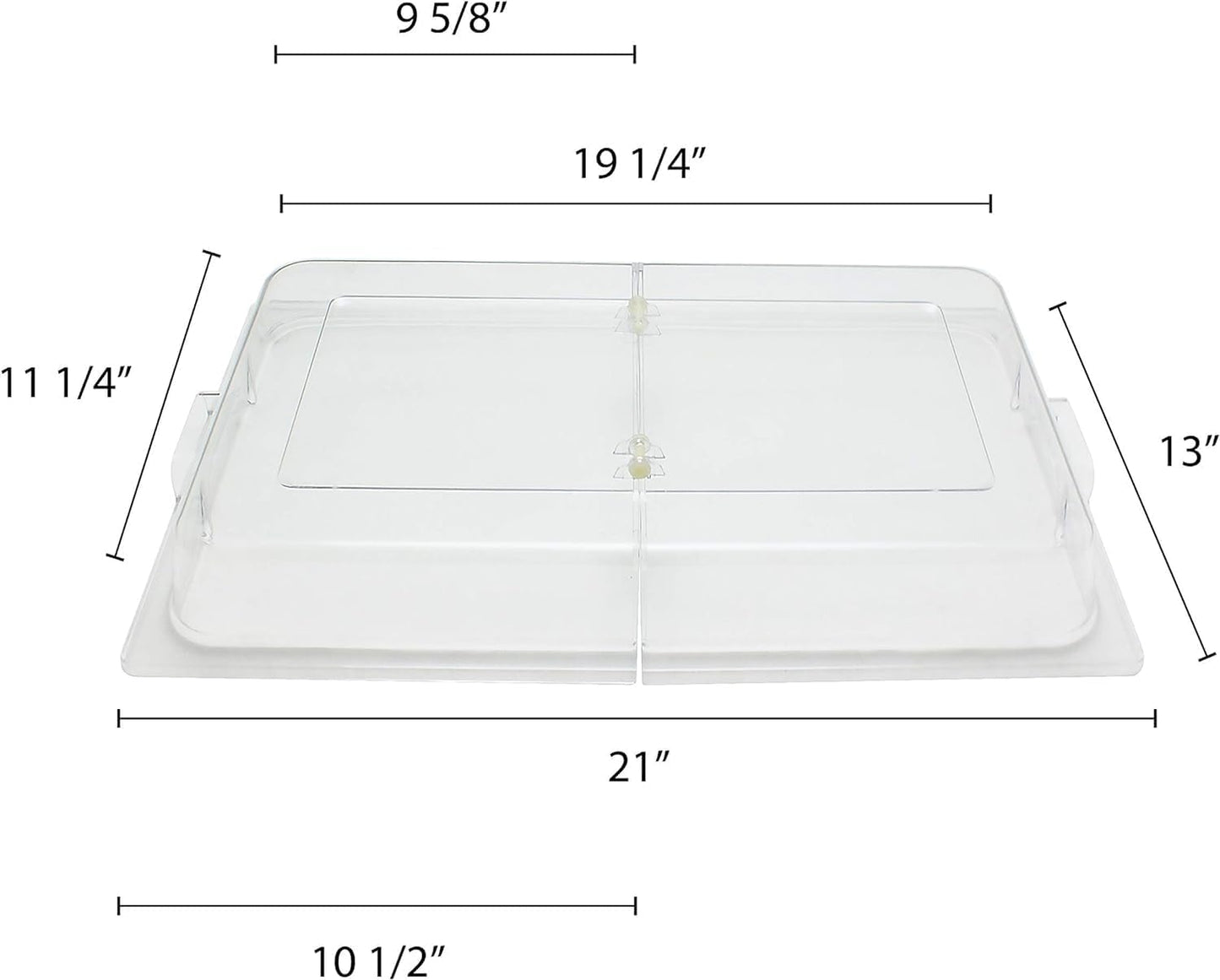 21" x 13" x 3" Full Size Polycarbonate Hinged Dome Cover Opens on both ends Clear Color- Food Pan Cover Pastry Cover Display Cover Serving Platter Covers Clear Food Pan