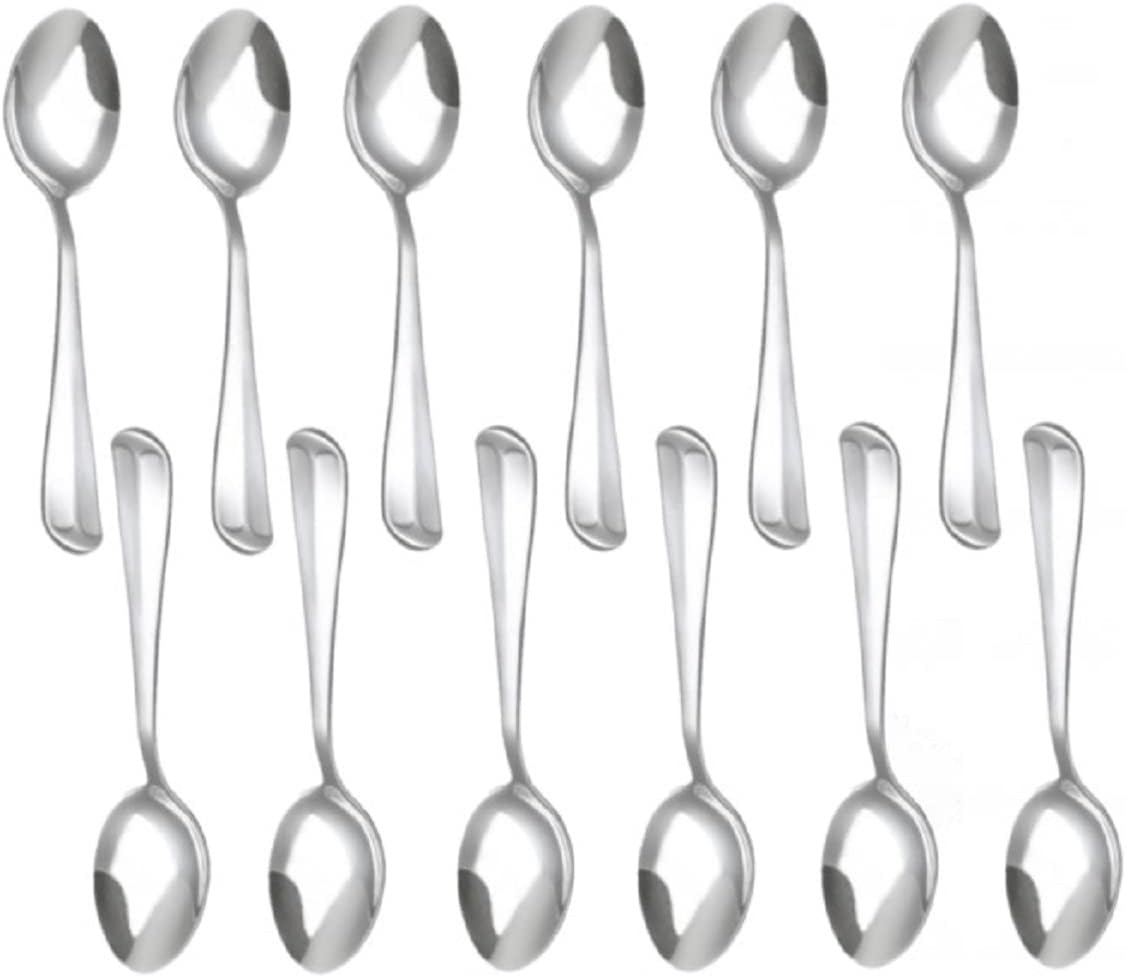 Dakota Stainless Steel Set of 12- Stainless Steel Silverware Flatware Cutlery Kitchen Tableware Set for Home and Restaurant for Soup Spoons Round Spoons