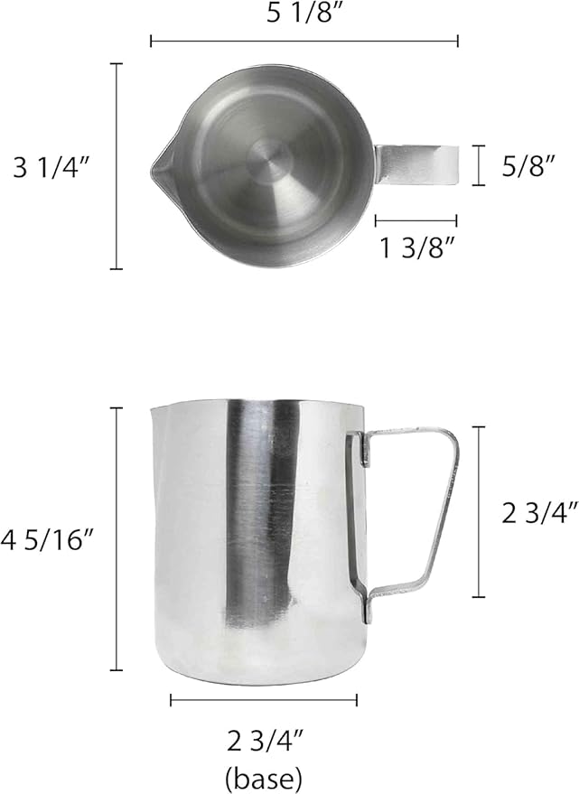 Stainless Steel Frothing Milk Pitcher- Espresso Steaming Pitcher Coffee Bar Espresso Machine Accessories Cappuccino Barista Tool Milk Jug Steamer Frother Cup