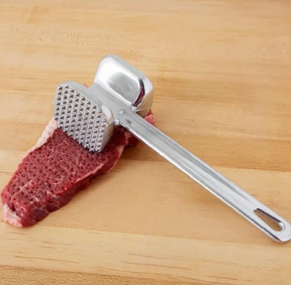 Meat Tenderizer Aluminum Head and Handle- Meat Tenderizer Hammer Dual-side Mallet for Kitchen Heavy Duty Pounder For Tenderizing Steak Beef Chicken and Fish