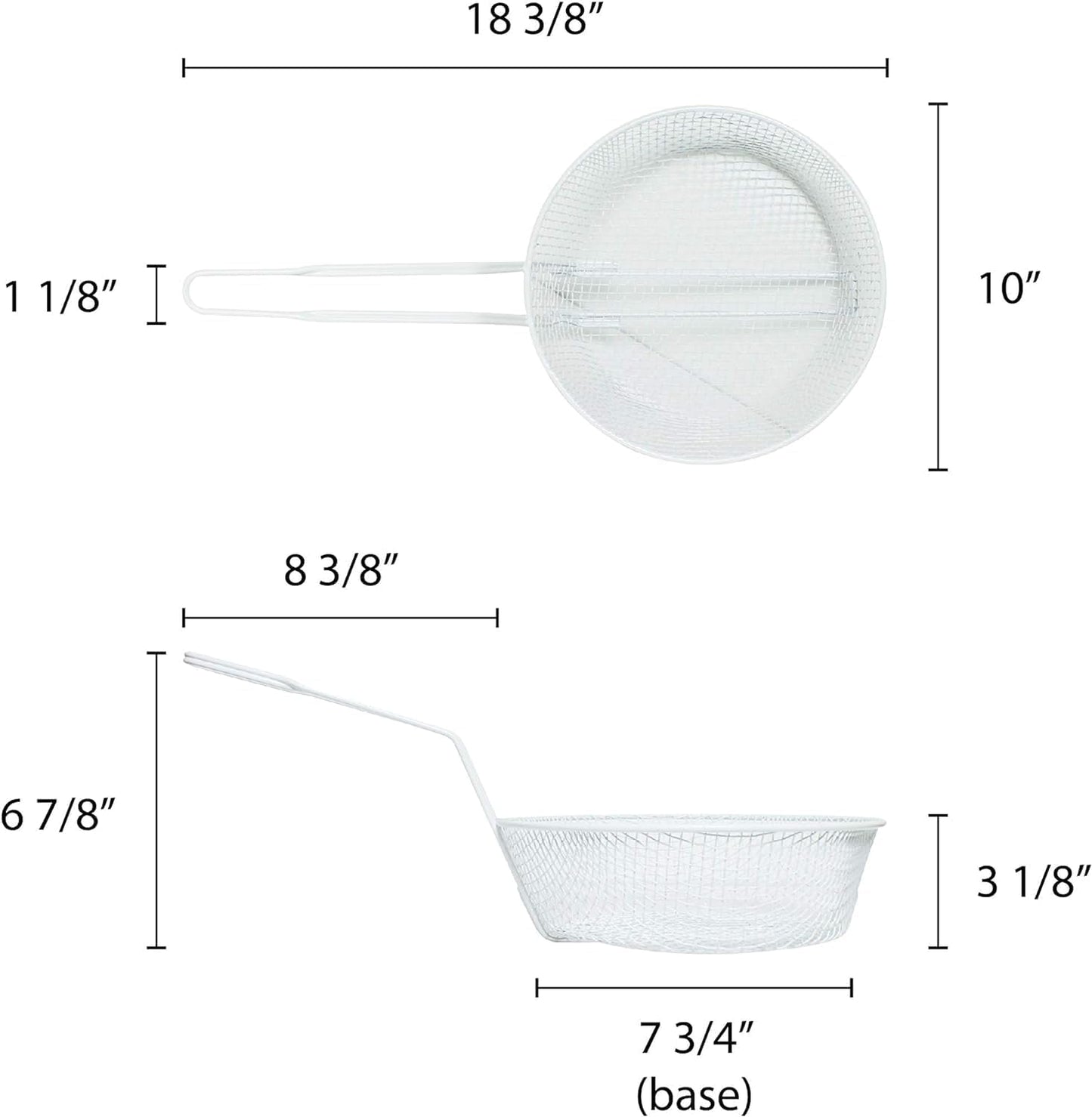 Round Breading Basket Coarse Mesh 3" Deep- Culinary Basket for Dredging Chicken French Chips Onion Rings Chicken Wings Food Prep Basket Serving Strainer Basket for Breadcrum Dishes