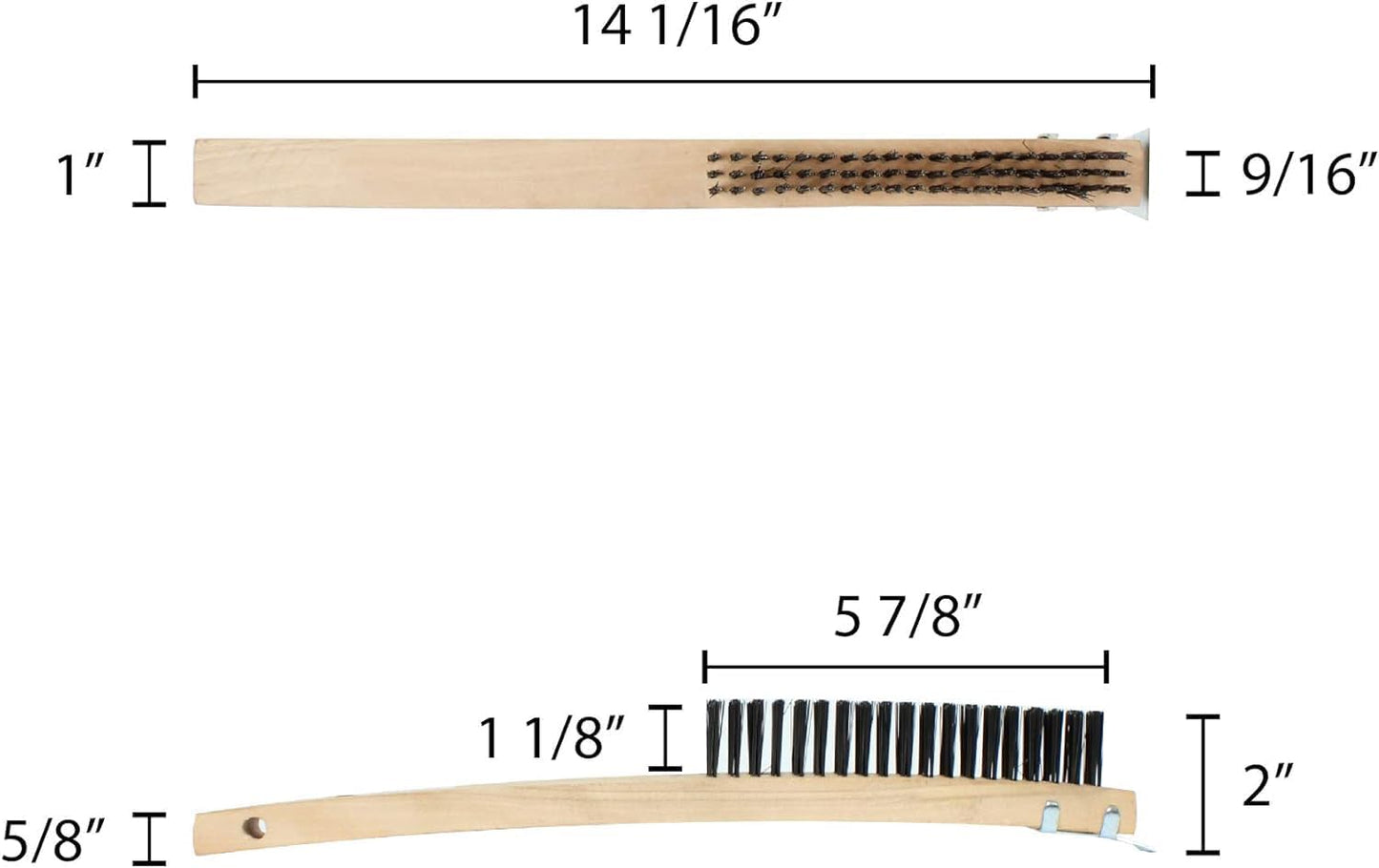 Pizza Oven Brush with Scraper Black Metal Wire Brush with Wooden Handle-Pizza Oven Cleaning Brush for Pizza Stone Grill Brush Outdoor BBQ Cleaning Oven Accessories
