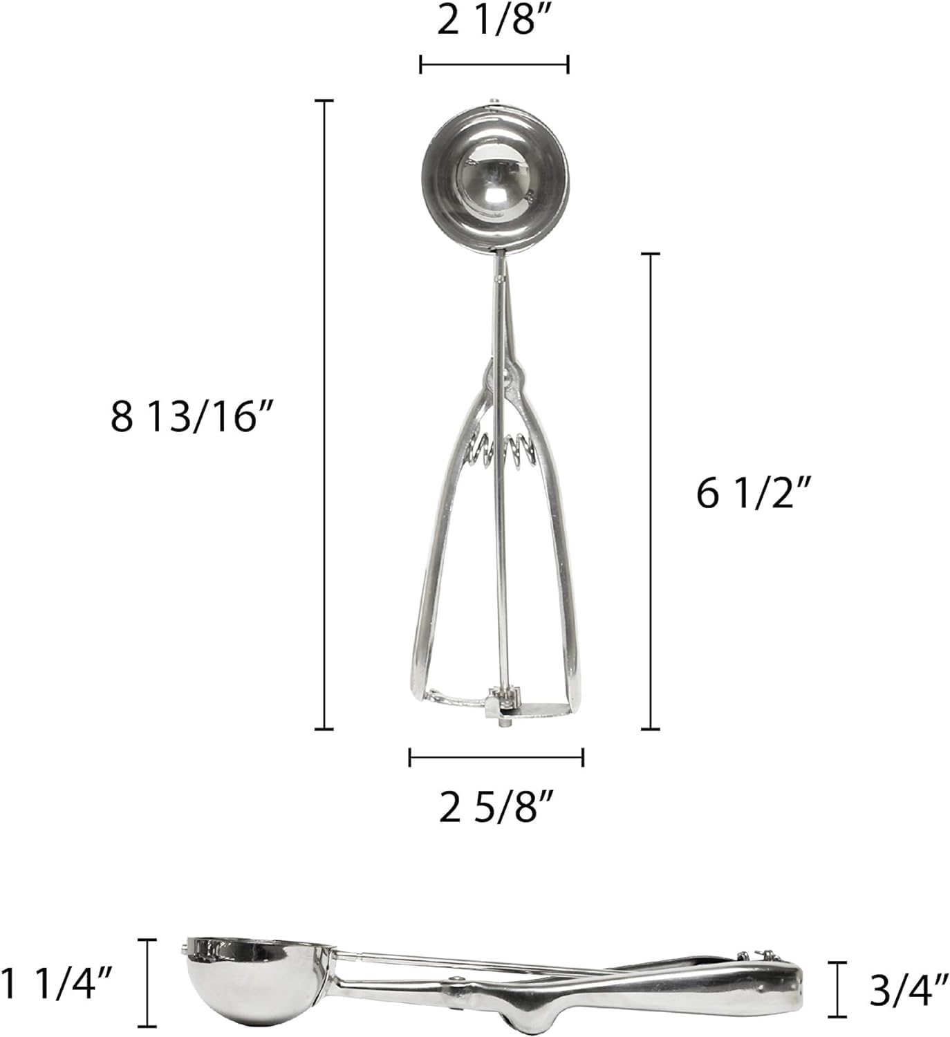 Oval Portion Scoop Disher with Twin Grip Handle Stainless Steel- Cookie Scooper for Baking Cookie Scoops For Portion Control Scoop Cookie Dough Cupcake Batter Ice Cream