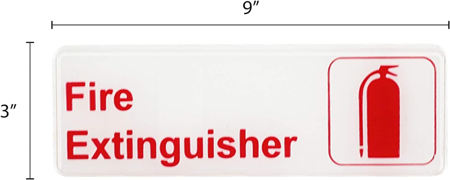 9" x 3" Fire Extinguisher Sign with Easy Peel Self-Adhesive Red on White Color Set of 2- Door Sign Waterproof Self Adhesive Store Signs Indoor/Outdoor Warning Marker Home Business Use