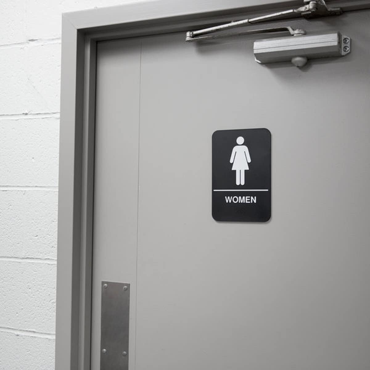 6" x 9" Women Restroom Sign with Braille Easy Peel Self-Adhesive White on Black Color Set of 2- Waterproof Self Adhesive Store Signs Indoor/Outdoor Warning Marker Home Business Use