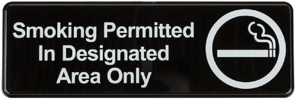 9" x 3" Smoking Permitted in Designated Area Only Sign with Easy Peel Self-Adhesive White on Black Color Set of 2- Door Sign Waterproof Self Adhesive Store Signs Indoor/Outdoor Warning Marker Home Business Use
