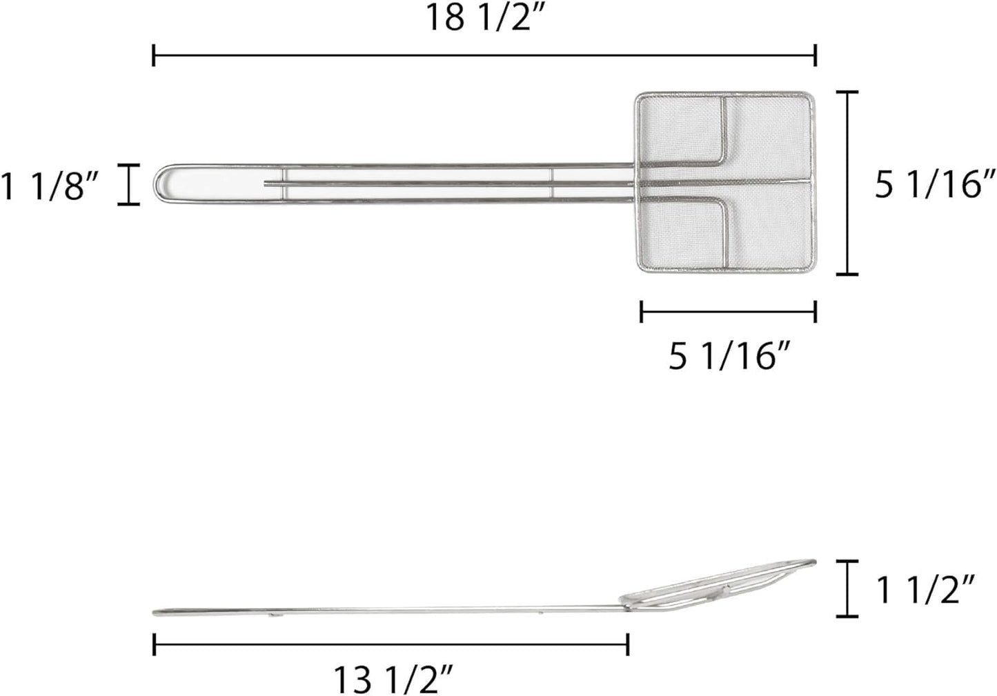 Square Wire Skimmer with Handle Length Nickel Plated- Kitchen Utensil Food Strainer Skimmer Spoon for Frying Cooking Sieve Sifters Rice Quinoa Pasta Fruits Vegetables