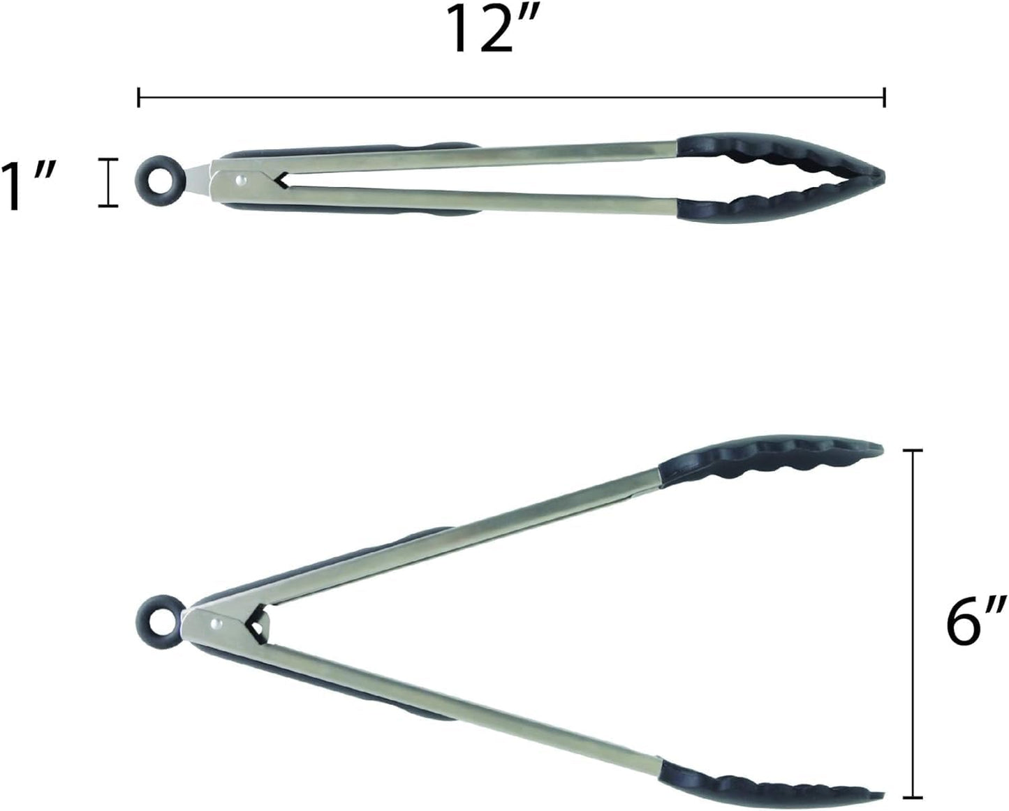 Stainless Steel Utility Tong with Silicone Tips Handles - Non-Slip Silicone Sliding Locking Ring Cooking Tongs Kitchen Tongs Metal BBQ Tongs Perfect for Home and Restaurants