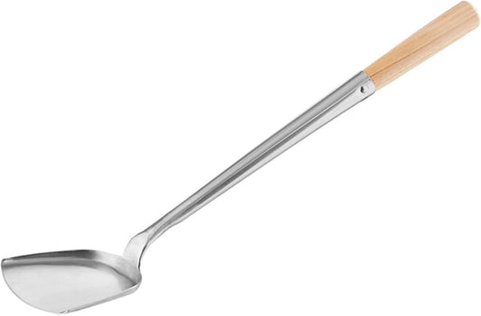 Stainless Steel Wok Spatula with Wooden Handle- Wok Cooking Utensil Wok Spatula Wide Metal Spatula for Fish Eggs Pancakes Wok