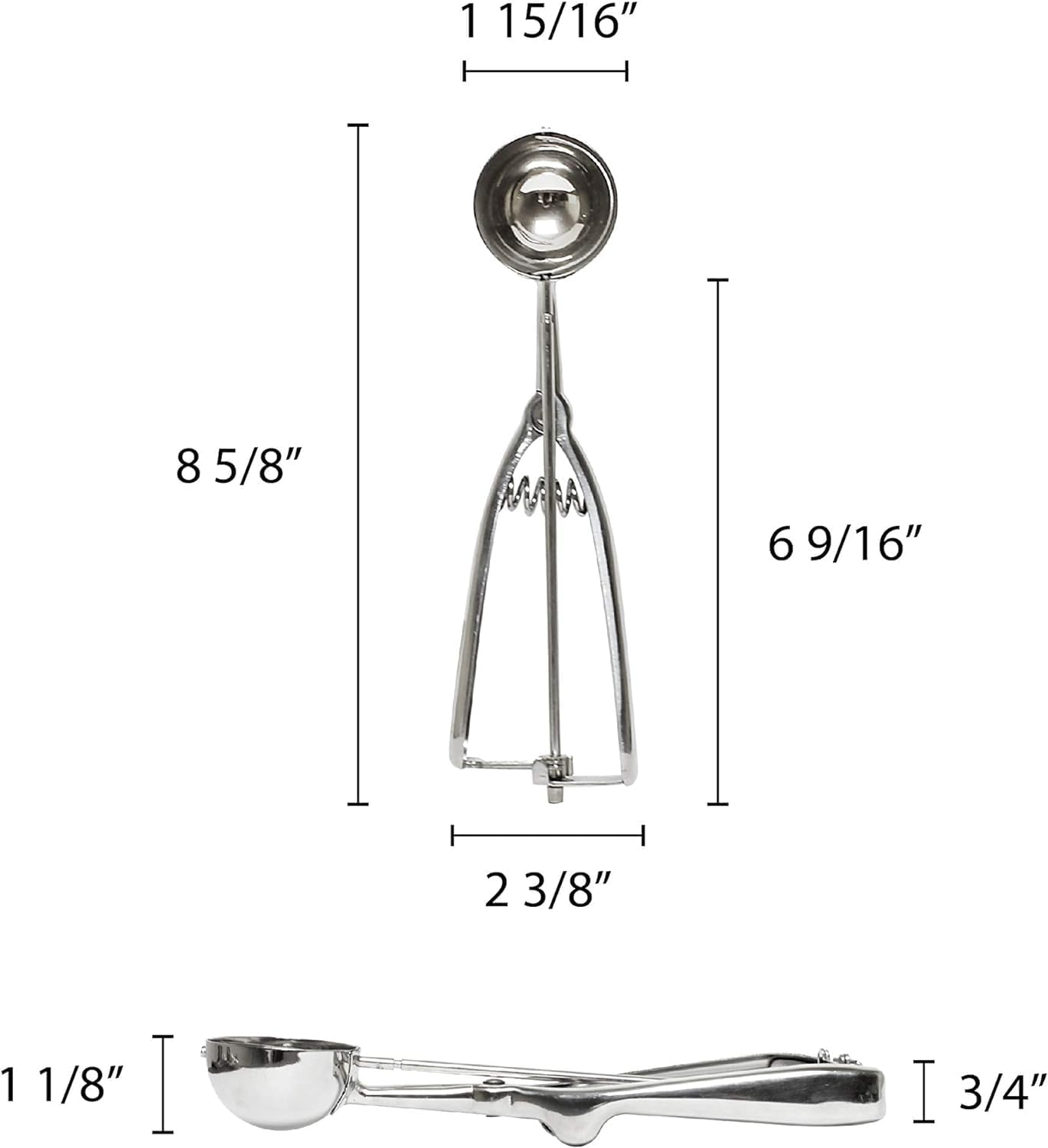 Oval Portion Scoop Disher with Twin Grip Handle Stainless Steel- Cookie Scooper for Baking Cookie Scoops For Portion Control Scoop Cookie Dough Cupcake Batter Ice Cream