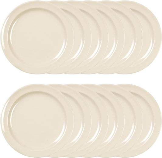 7-1/4" Dessert Plate Pure Melamine Set of 12- Reusable Plates Kitchen Plates Dinnerware Serving Platter Dishes Dishwasher Safe Break-Resistant for Home Kitchen