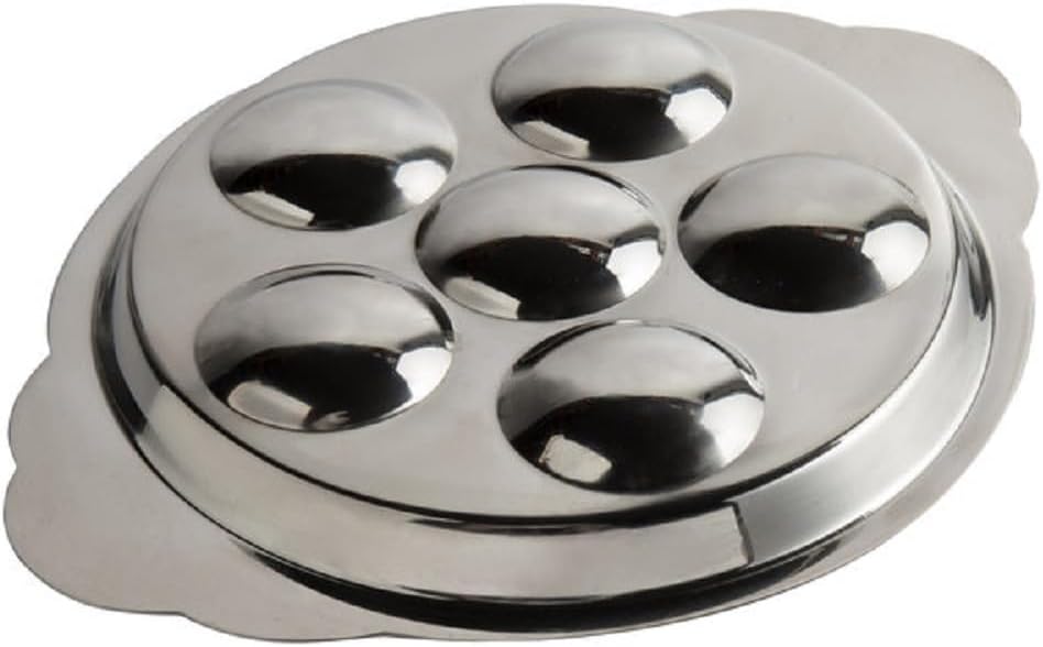 6 Compartment Holes Stainless Steel Snail/Escargot Tray Set of 2- Seafood Snail Dish Escargot Dish Server for Home Kitchen Restaurant Hotel BBQ