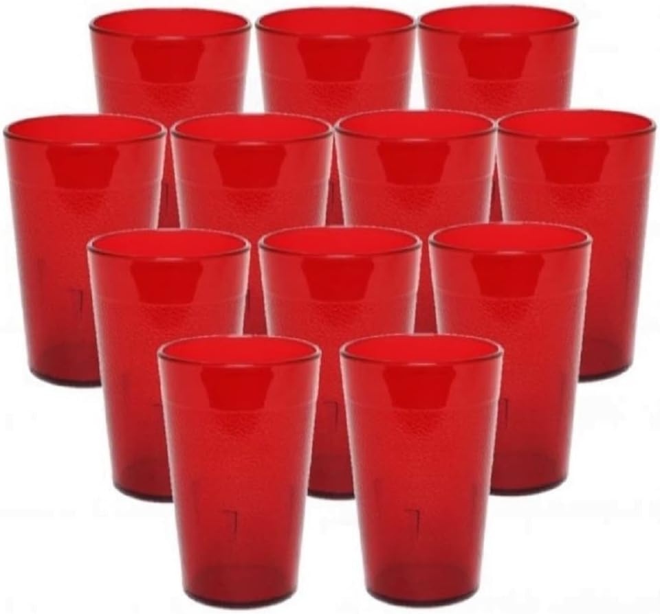 Pebbled Tumbler Drinking Cups Set of 12 - Reusable Premium Water Iced Tea Glasses Drinking Glasses Stackable Dishwasher Safe Break-Resistant for Home and Restaurants
