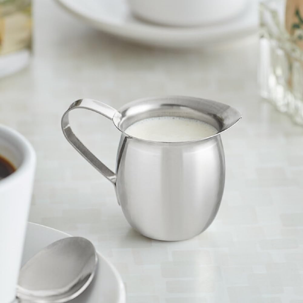 Stainless Steel Bell Creamer Set of 4- Mini Cup Container for Serving Milk Coffee Cream Salad Dressing Maple Syrup Espresso for Restaurant Cafes Home Used