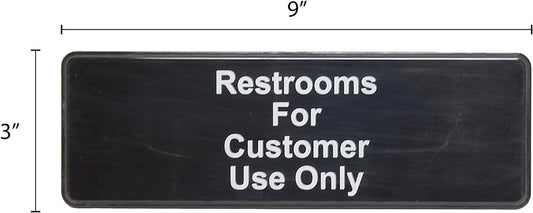 9" x 3" Restroom For Customers Use Only Sign with Easy Peel Self-Adhesive White on Black Color Set of 2- Door Sign Waterproof Self Adhesive Store Signs Indoor/Outdoor Warning Marker Home Business Use