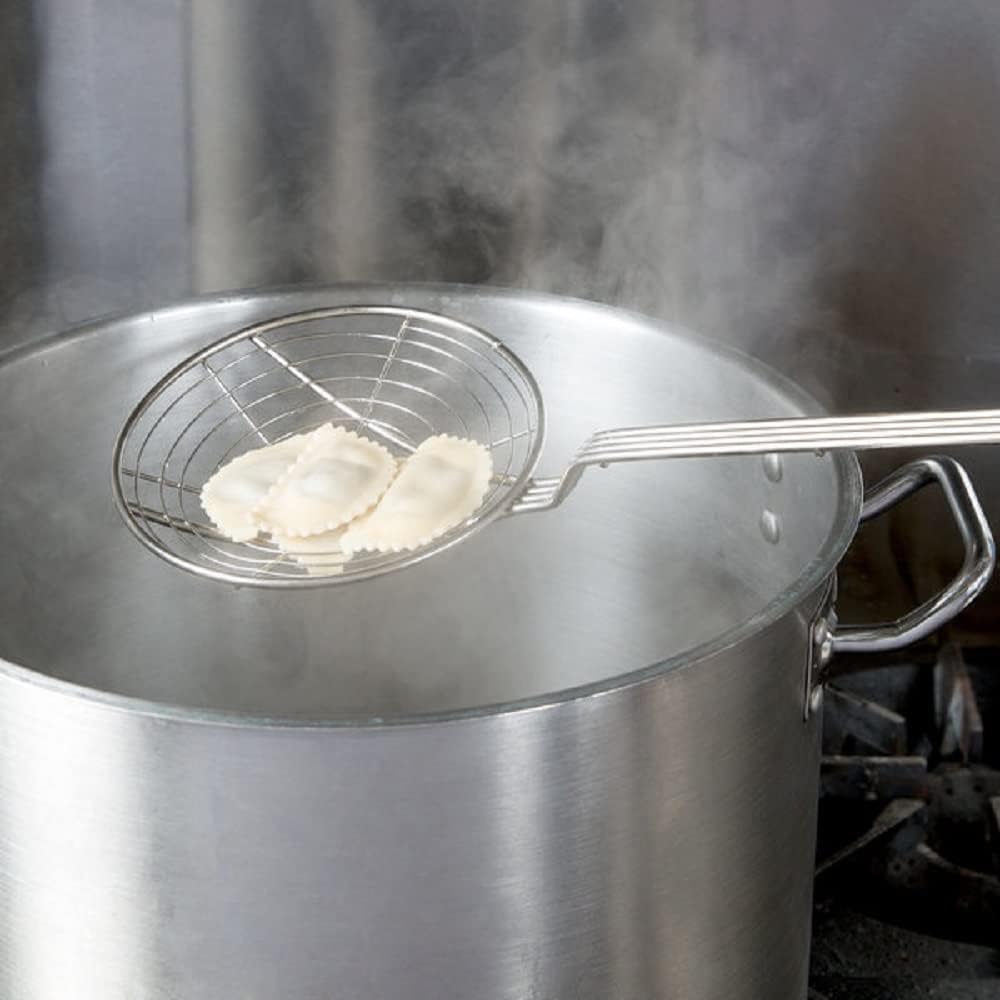 Round Spiral Wire Skimmer with 13" Handle Length Nickel Plated- Kitchen Utensil Food Strainer Skimmer Spoon for Cooking Sieve Sifters Rice Quinoa Pasta Fruits Vegetables etc.