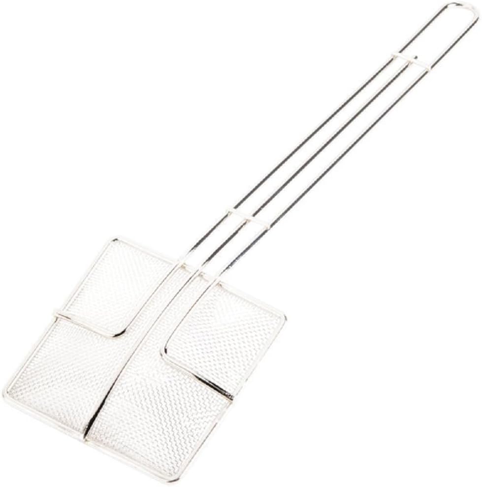 Square Wire Skimmer with Handle Length Nickel Plated- Kitchen Utensil Food Strainer Skimmer Spoon for Frying Cooking Sieve Sifters Rice Quinoa Pasta Fruits Vegetables