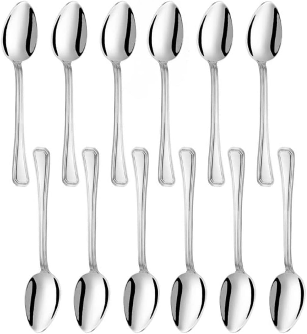 Wilshire Stainless Steel Set of 12- Stainless Steel Silverware Flatware Cutlery Kitchen Tableware Set for Home and Restaurant for Soup Spoons Round Spoons