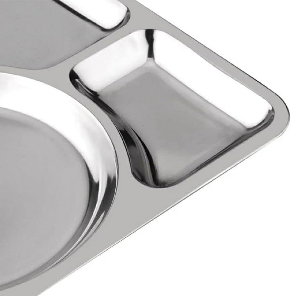 Stainless Steel Tray- Portion Control Plate Divided Plate Reusable Dinnerware Compartment Plate Dishwasher Safe Perfect for Dinner Dishes