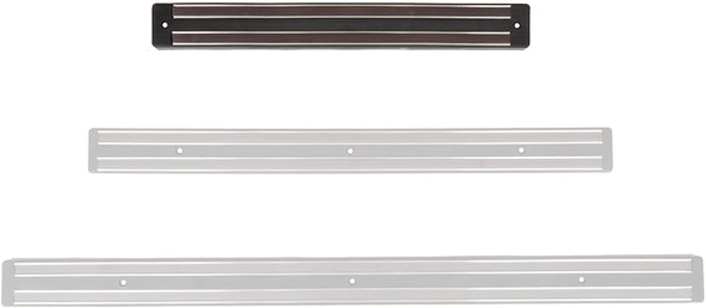 Magnetic Knife Holder Black with Plastic Base & Two Magnetic Strips for Wall optional hanging hooks -Strong Powerful Knife Rack Knife Strip Storage Display Magnetic Tool Organizer