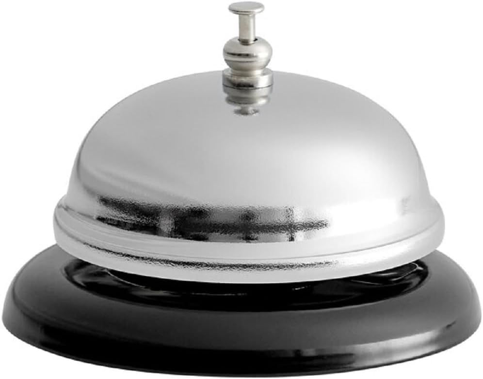 3-3/8" x 2-1/4" Call Bell One Touch Button Chrome Plated- Ringing Call Bell Service Bell for Kitchen Restaurant Bar Classic Concierge Hotel Reception Areas Warehouses