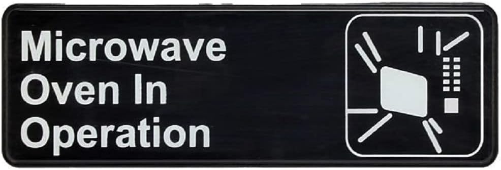 9" x 3" Microwave Oven In Operation Sign with Easy Peel Self-Adhesive White on Black Color Set of 2- Door Sign Waterproof Self Adhesive Store Signs Indoor/Outdoor Warning Marker Home Business Use