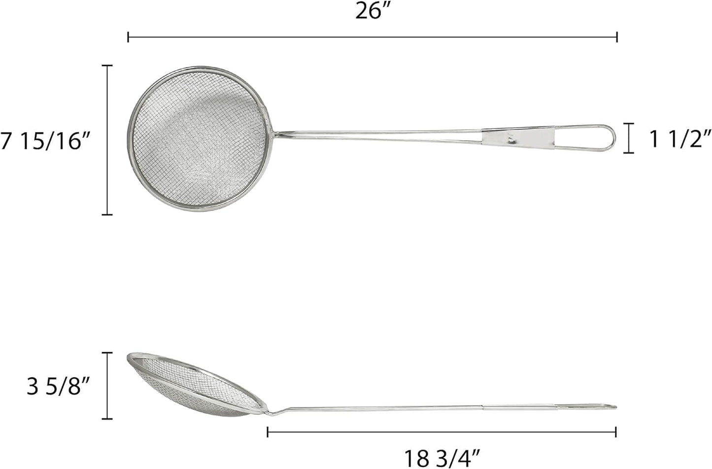 Round Reinforced Skimmer with Extra Long Handle Nickel Plated- Cooking and Frying Pasta Skimmer Spoon Frying Spoon Cooking Utensil Sets for Home Restaurant
