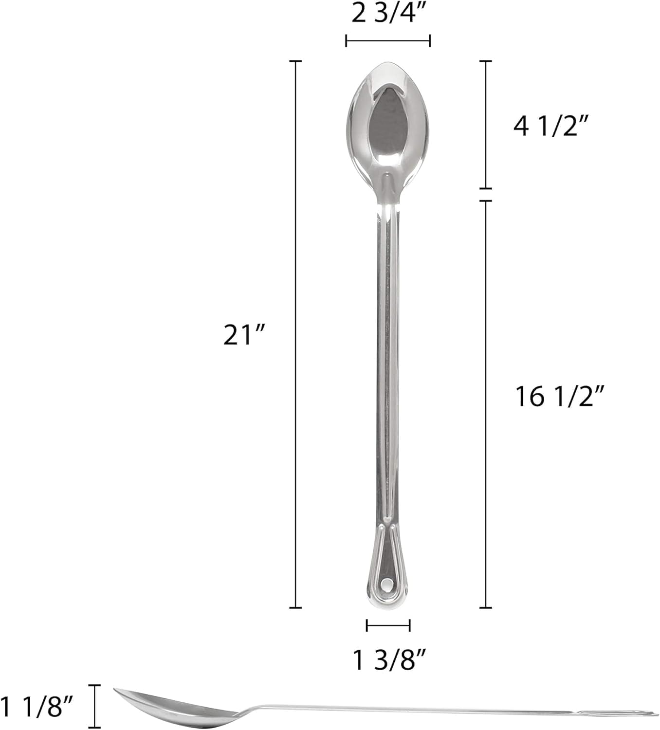 Extra Long Basting Spoon Stainless Steel 1.5 mm Thickness Heavy-Duty- Basting Spoon Utensil Spoon for Mixing Stirring Cooking & Serving Kitchen Accessories Restaurants Home