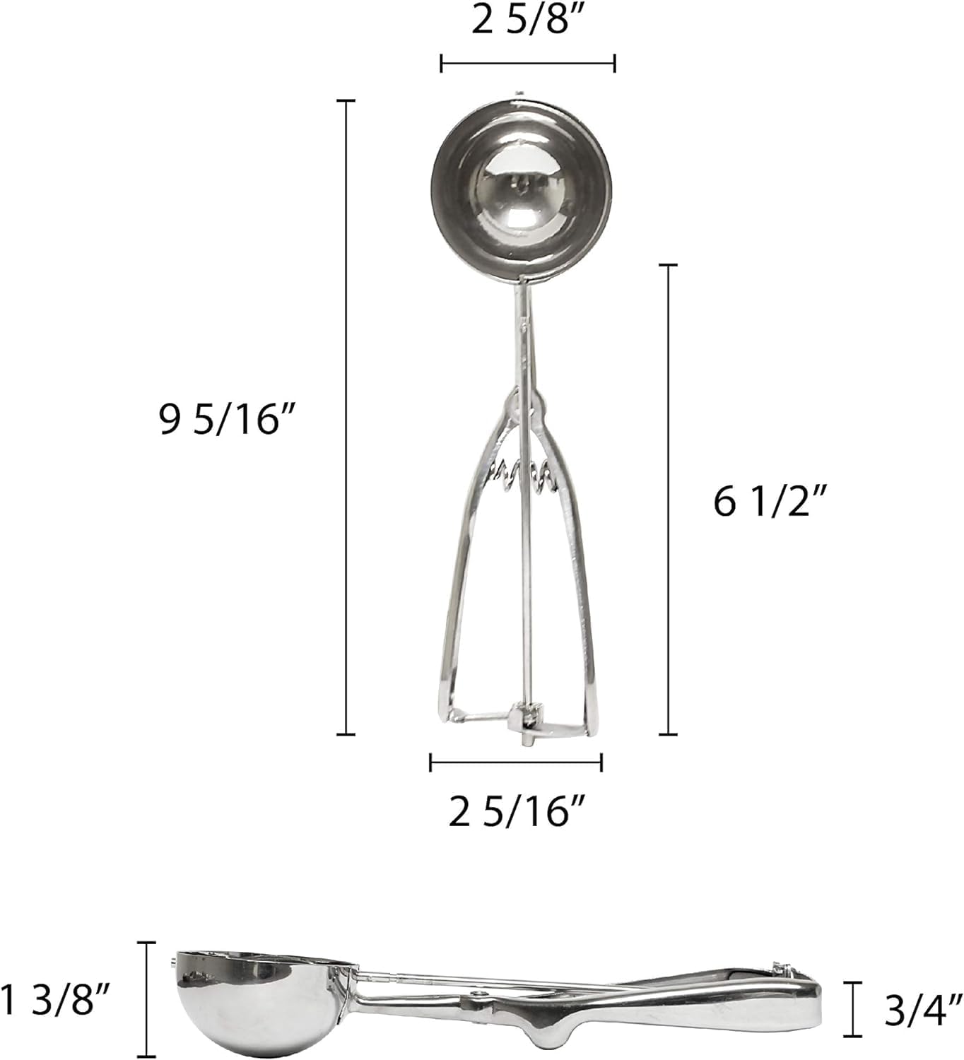 Oval Portion Scoop Disher with Twin Grip Handle Stainless Steel- Cookie Scooper for Baking Cookie Scoops For Portion Control Scoop Cookie Dough Cupcake Batter Ice Cream