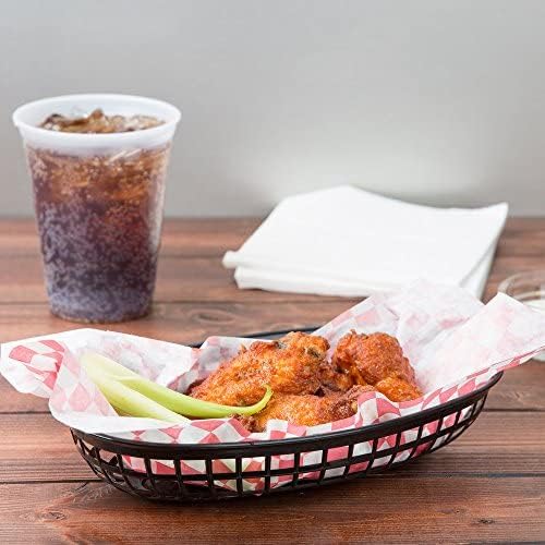 9-3/8" Oval Fast Food Basket Plastic - Fry Fast Food Reusable Foodservice Restaurant Diner Tray Plates Restaurant Deli Serving Chicken Burgers Sandwiches & Fries