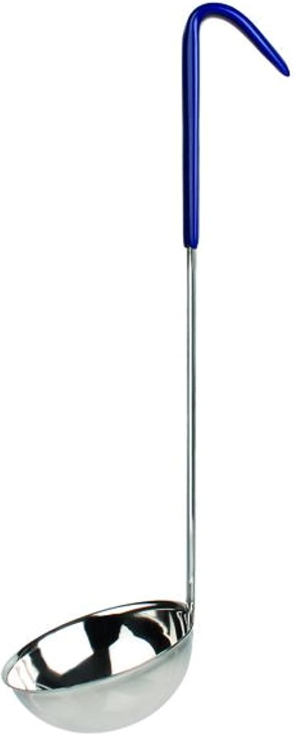Stainless Steel Ladle with Hooked Handle - Best Kitchen Accessories for Stirring Portioning and Serving Soups Chili and Stew in Restaurants and at Home