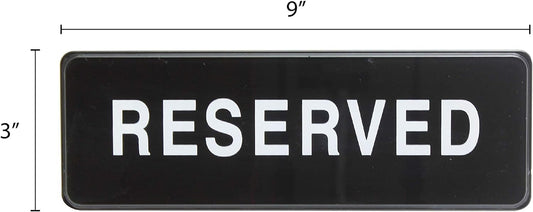9" x 3" Reserved Sign with Easy Peel Self-Adhesive White on Black Color Set of 2- Door Sign Waterproof Self Adhesive Store Signs Indoor/Outdoor Warning Marker Home Business Use
