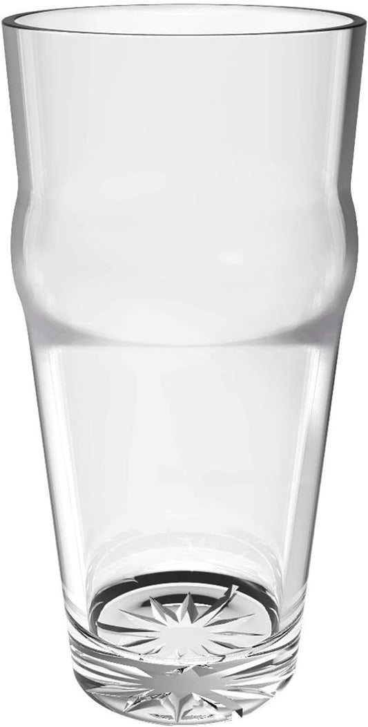 English Pub Glass Polycarbonate with Starburst Heavy Base Clear Color Comes in each- Pint Glass British Beer Glass Classics Craft Beer Glass Tumbler Pub Beer Glass