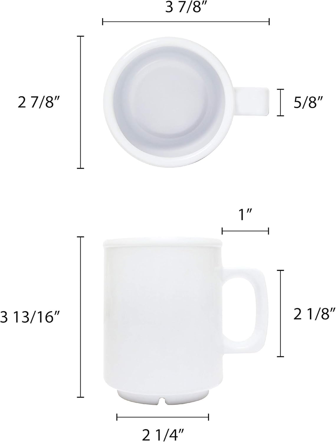 8 oz Mug Melamine Set of 12- Dishwasher Safe Break-Resistant Coffee Cup Set Reusable Plastic Cup for Latte Cappuccino Cocoa Hot Tea Mocha Home Cafe Restaurants