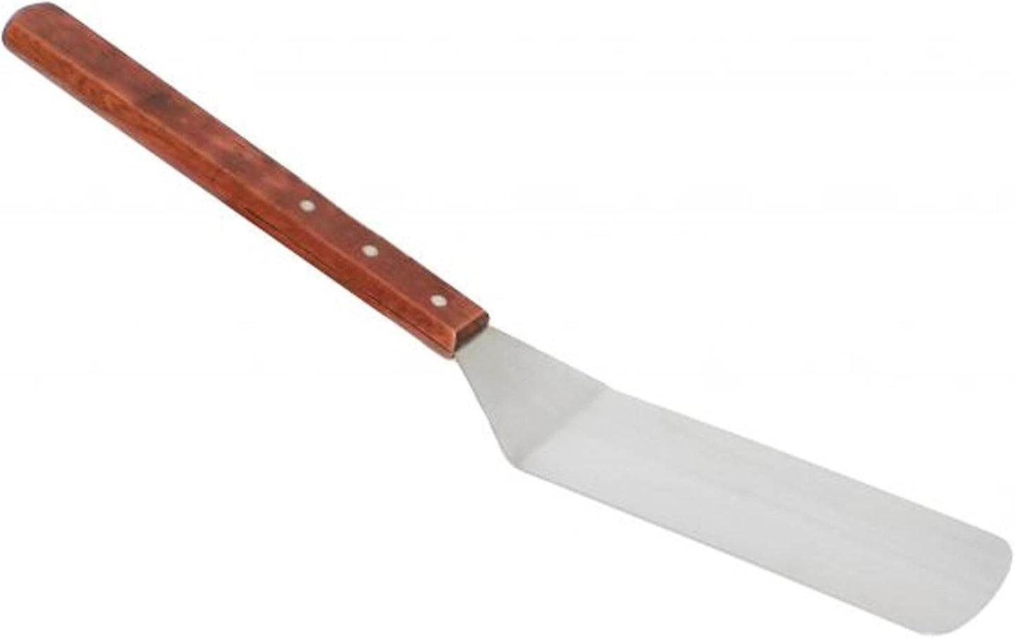 8" x 3" Stainless Steel Solid Turner with 21" Long Wooden Handle - Scraper Spatula Hamburger Pancake Flipper Great for BBQ Grill and Flat Top Griddle Commercial Grade