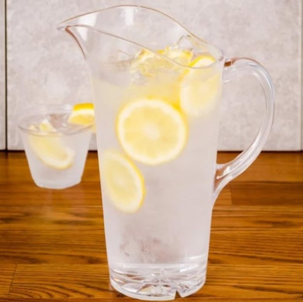 Water Pitcher Polycarbonate- Carafe Clear Plastic Pitcher Juice Containers for Water Iced Tea Juice Beverage Milk Cold Brew Mimosa Bar Perfect for Home and Restaurants
