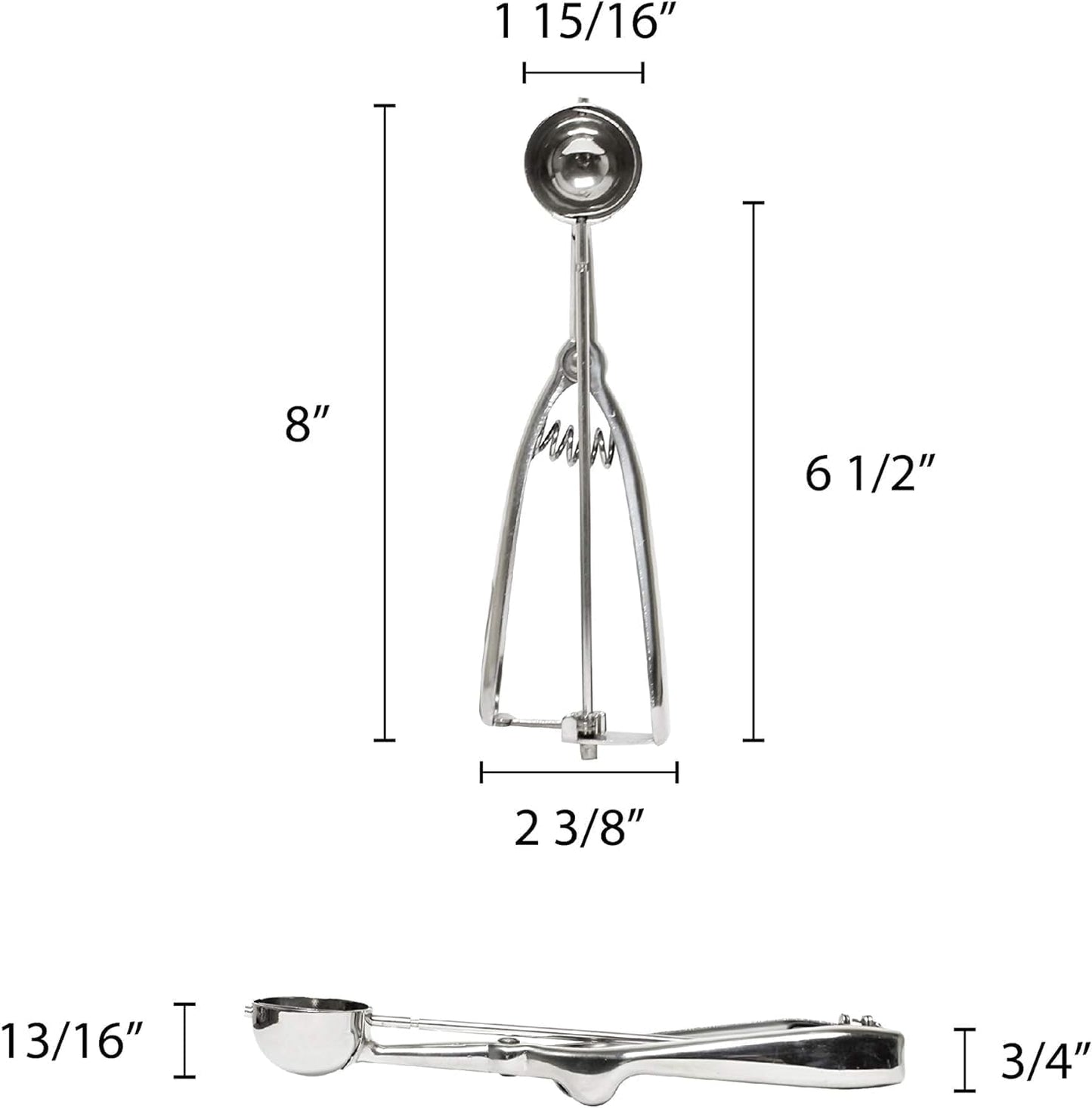 Oval Portion Scoop Disher with Twin Grip Handle Stainless Steel- Cookie Scooper for Baking Cookie Scoops For Portion Control Scoop Cookie Dough Cupcake Batter Ice Cream