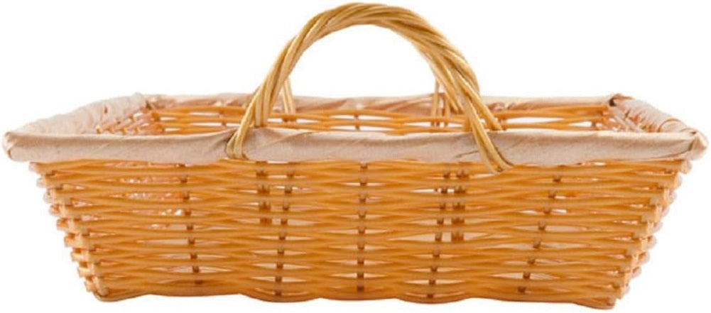 Hand-Woven Bread Basket with Handles Natural Color - Restaurant Woven Food Serving Basket for Fruit Bread Serving Basket Decorative Basket Perfect for Cafe Home Restaurants