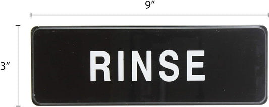 9" x 3" Rinse Sign with Easy Peel Self-Adhesive White on Black Color Set of 2- Door Sign Waterproof Self Adhesive Store Signs Indoor/Outdoor Warning Marker Home Business Use