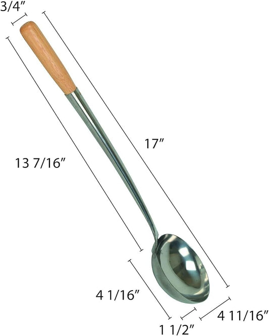 Stainless Steel Wok Ladle with Wooden Handle - Cooking Ladle Spoon Wok Tool with Long Wooden Handle Cooking Utensils and Wok Accessories