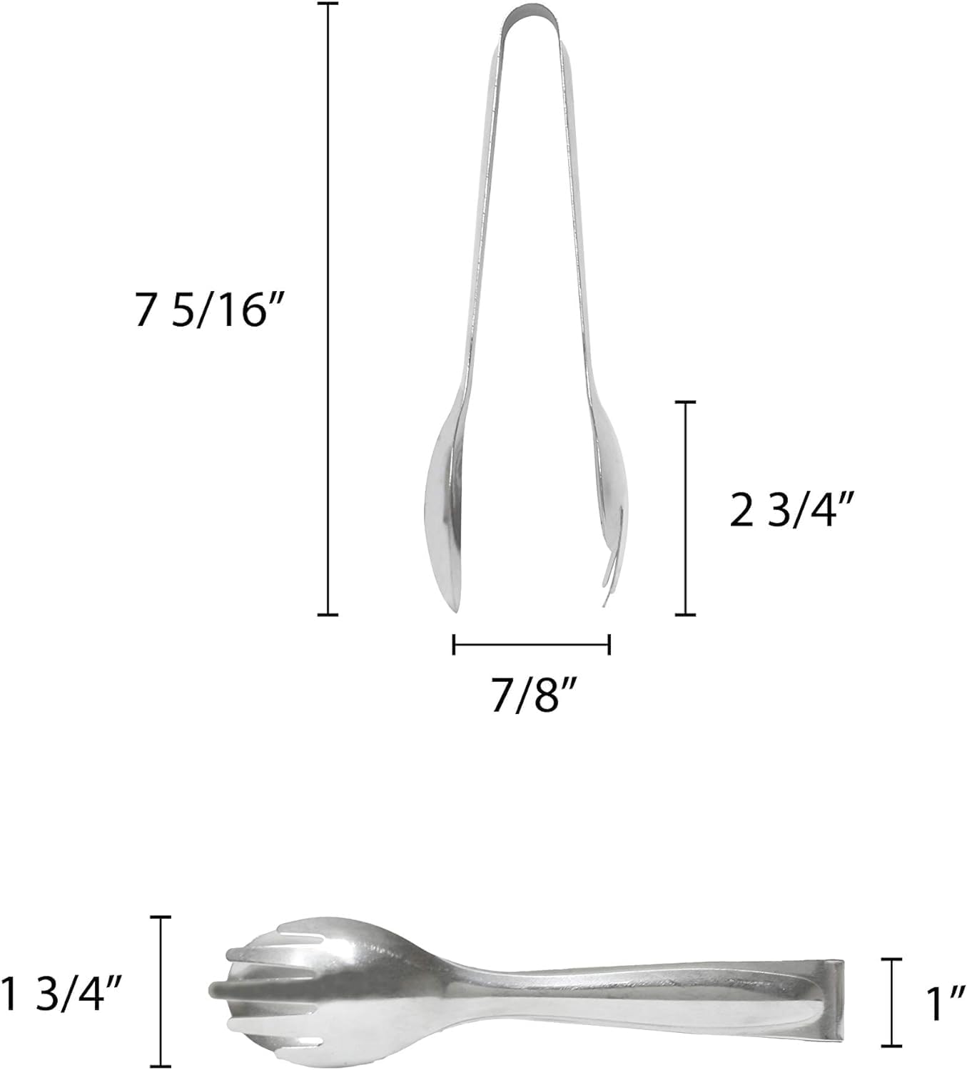 8" Stainless Steel Multi Serving Spoon- Metal Food Tongs Strong Grip Serving Utensils Serving Tongs for Grabbing Food Parties Catering Appetizer Tongs Tea Party Coffee Bar