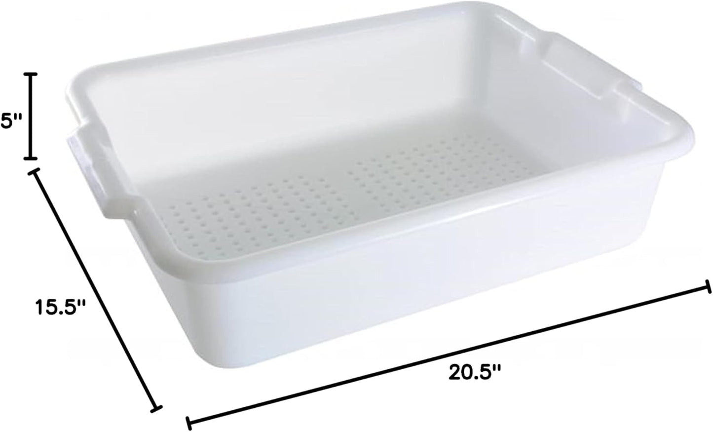 20-1/2" x 15-1/2" x 5" Utility Kitchen Perforated Bus Box/Tub/Bin with Handles - Heavy Duty Plastic Restaurant Tub/Dish Washing Box Wash Basin Tub for Kitchen Restaurants