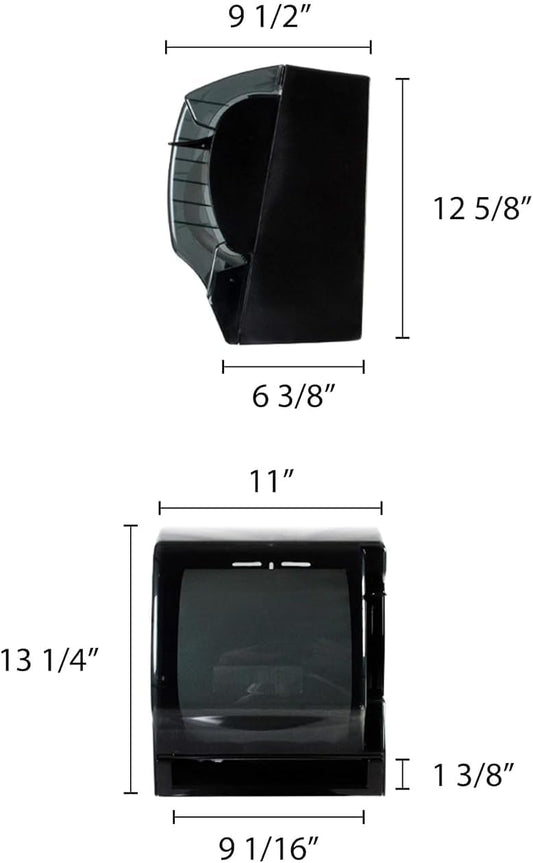 Square Plastic Lever Roll Paper Towel Dispenser 11" x 10-1/2" x 13-1/2"-Manual Towel Dispenser Tissue Holder Wall Mounted Dispenser with Zero Waste for Home and Business