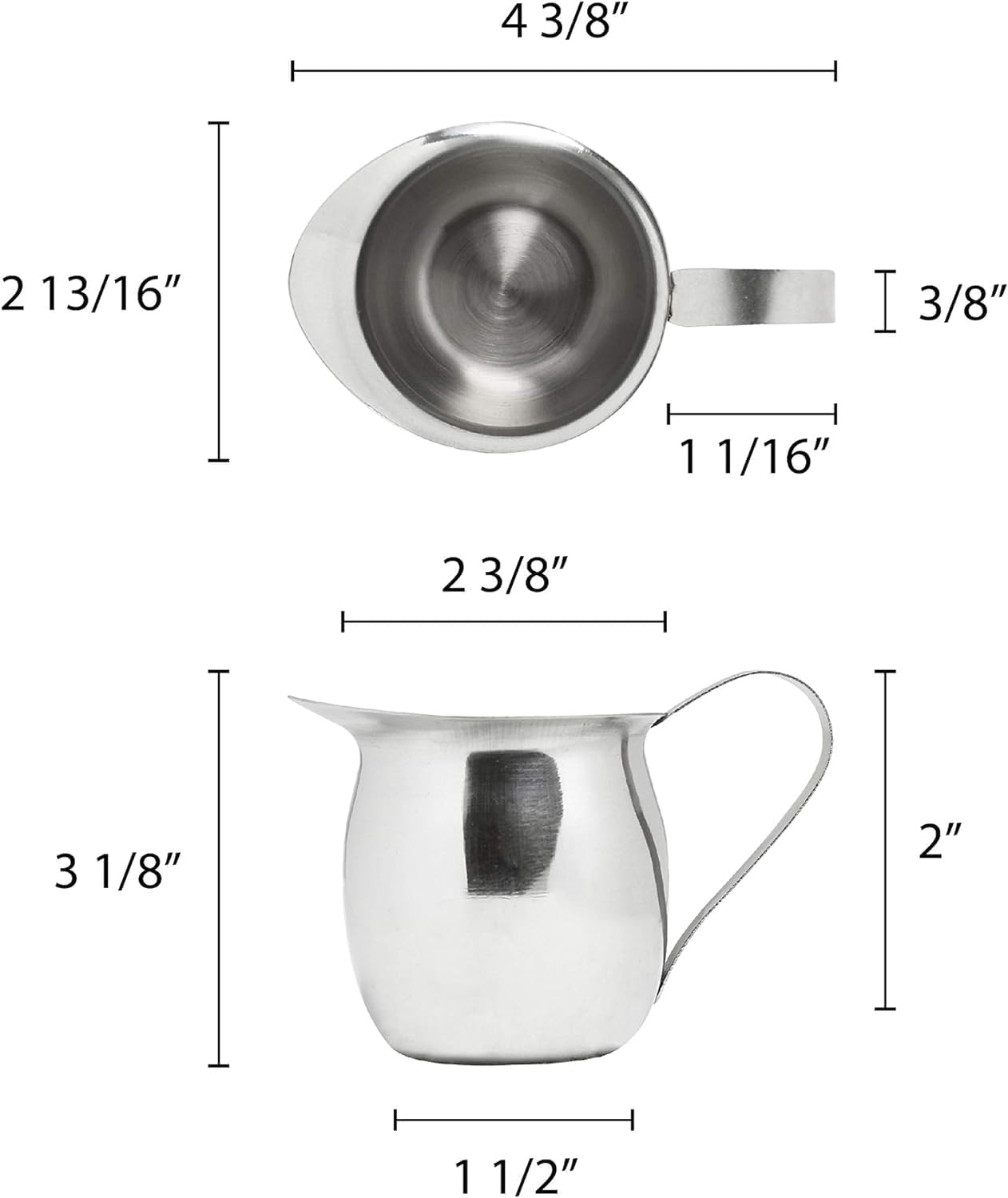 Stainless Steel Bell Creamer Set of 4- Mini Cup Container for Serving Milk Coffee Cream Salad Dressing Maple Syrup Espresso for Restaurant Cafes Home Used