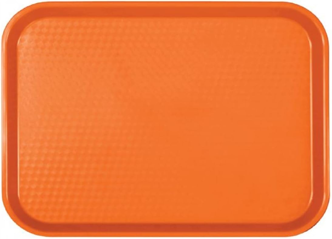Fast Food Tray Orange Color Plastic Set of 12 - for Café Standard Cafeteria/Fast Food Tray Restaurant Serving Trays Set for Coffee Table Kitchen Party Restaurants