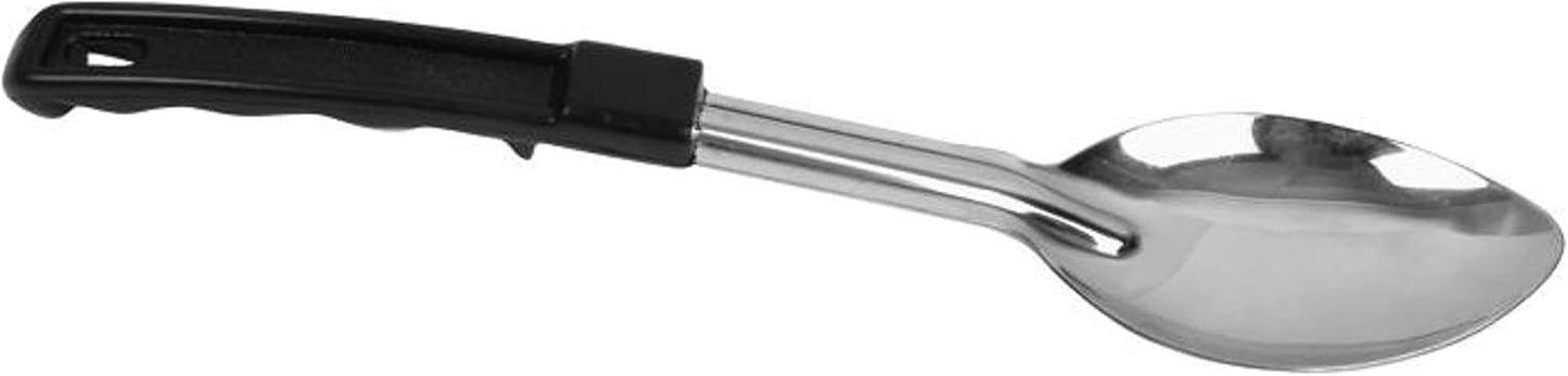 Basting Spoon Stainless Steel with Black Plastic Handle- Basting Spoon Utensil Spoon for Mixing Stirring Cooking & Serving Kitchen Accessories Restaurants and at Home