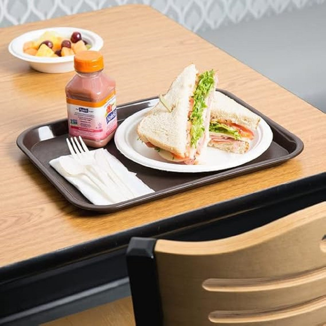 Fast Food Tray Orange Color Plastic Set of 12 - for Café Standard Cafeteria/Fast Food Tray Restaurant Serving Trays Set for Coffee Table Kitchen Party Restaurants