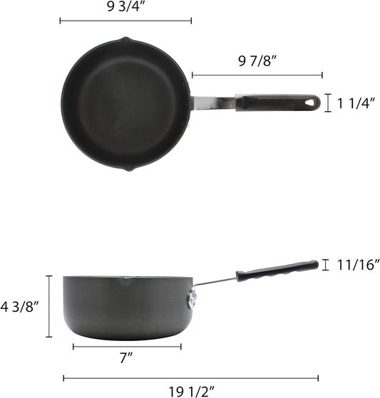 Non-Stick SaucePan Anodized Aluminum with Pour Spout Black Cool Handle Sleeve- Multipurpose use Cooking Sauce Pan Cookware Cooking Pot for Home Kitchen Restaurant
